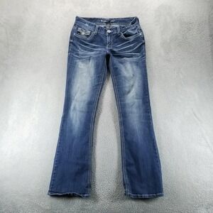 Ariya Jeans Womens 8 Blue Bootcut Low Rise Distressed Stretch Embroidered Y2K